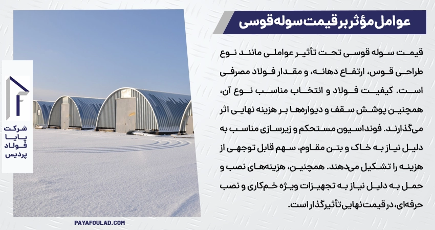 عوامل مؤثر بر قیمت سوله قوسی عوامل مؤثر بر قیمت سوله قوسی